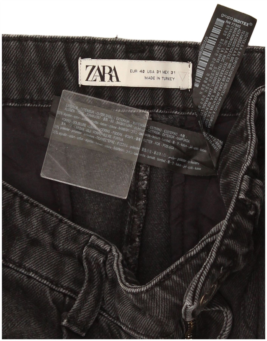 Jeans slim corti da uomo Zara EU 40 medio W31 L27 cotone nero