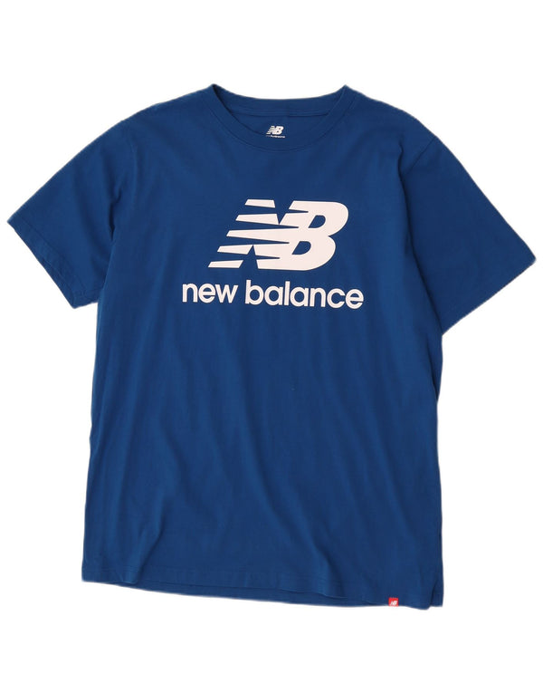 T-shirt grafica da uomo New Balance Top XL in cotone blu