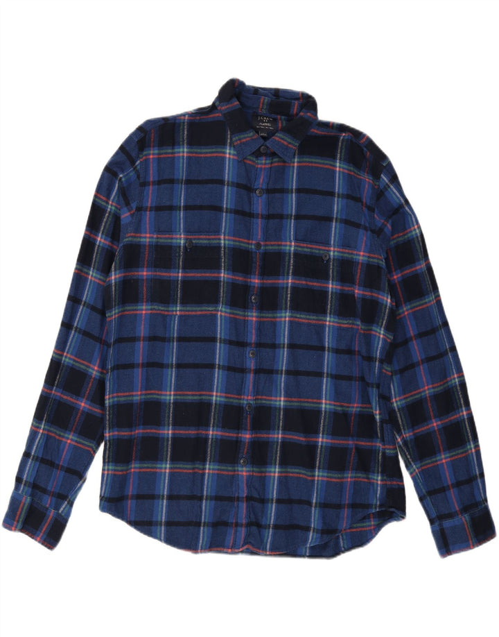 J. CREW Mens Flannel Shirt Large Blue Check Cotton Vintage J. Crew and Second-Hand J. Crew from Messina Hembry 
