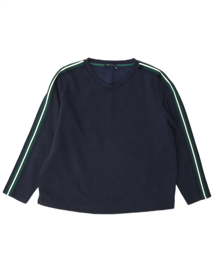 Felpa da donna Marks & Spencer maglione UK 12 medio cotone blu navy