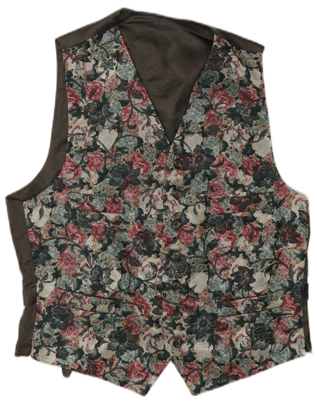 Gilet Vintage da Uomo IT 46 Piccolo Floreale Multicolore