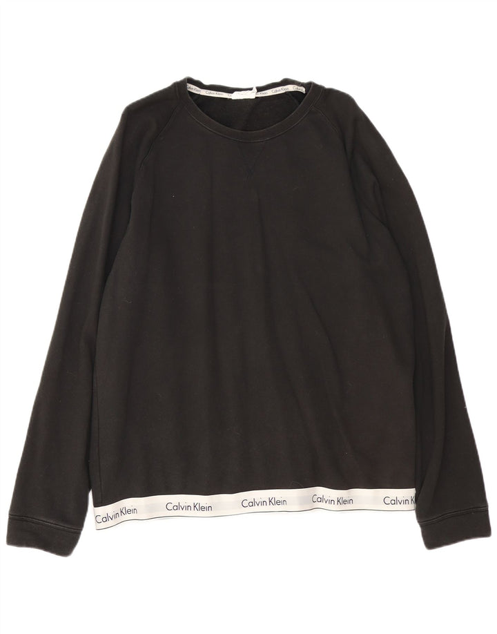 Felpa grafica da uomo Calvin Klein Jumper XL in cotone color block nero