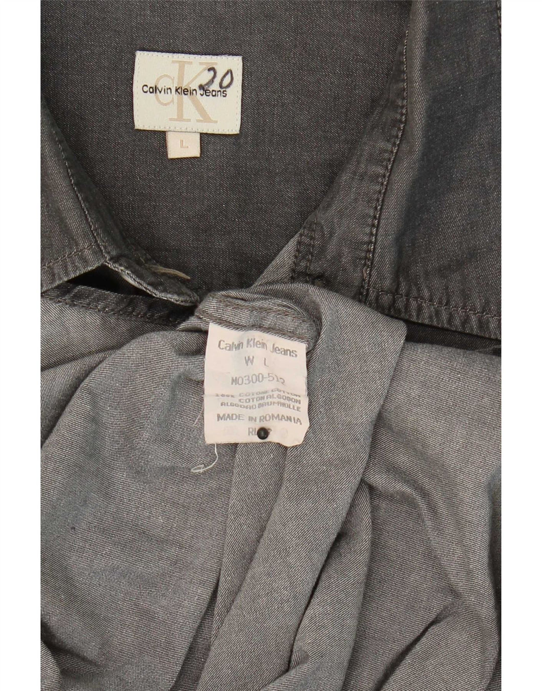 Camicia da uomo Calvin Klein Jeans grande in cotone grigio