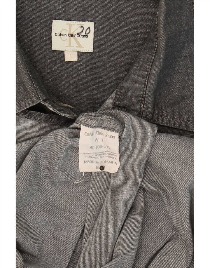 Camicia da uomo Calvin Klein Jeans grande in cotone grigio