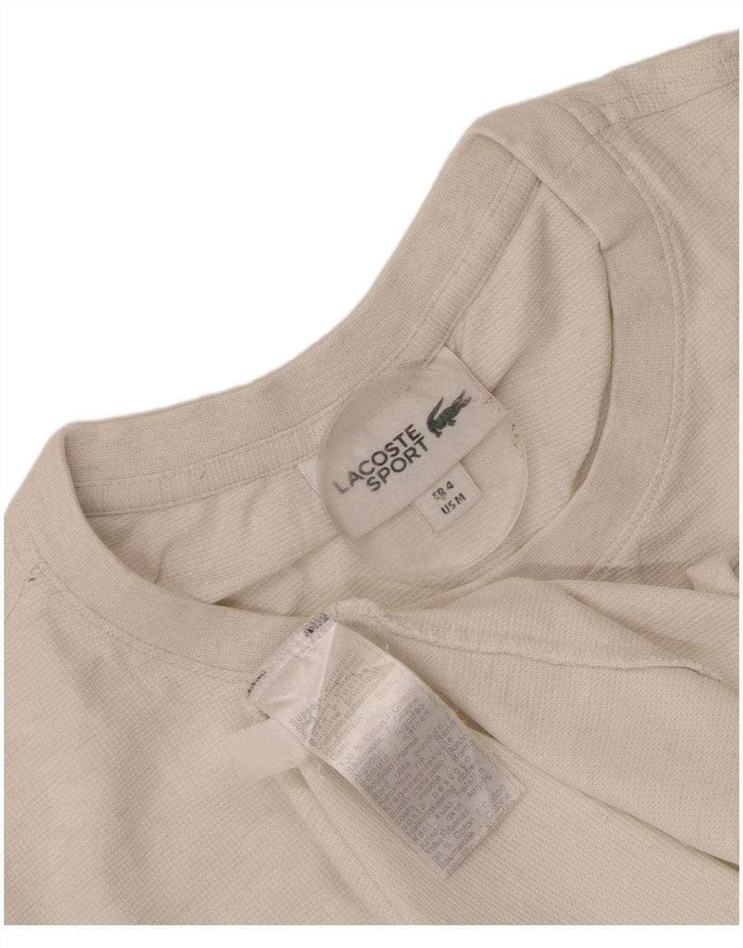 T-shirt da uomo Lacoste taglia 4, cotone bianco medio