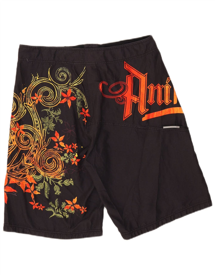 Pantaloncini da bagno con grafica da uomo con animali, poliestere floreale nero medio