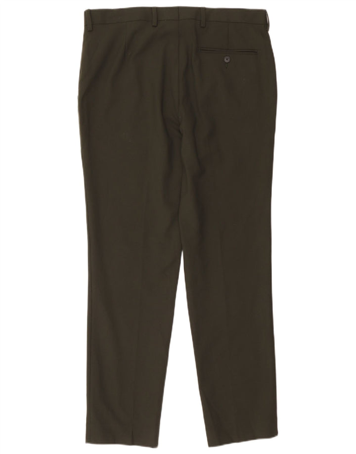 Pantaloni da abito da uomo Marks & Spencer W34 L31 Poliestere kaki