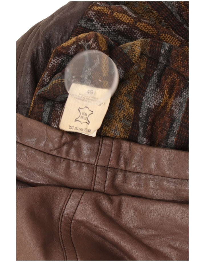 Cappotto in pelle da uomo vintage EU 48 in pelle marrone medio