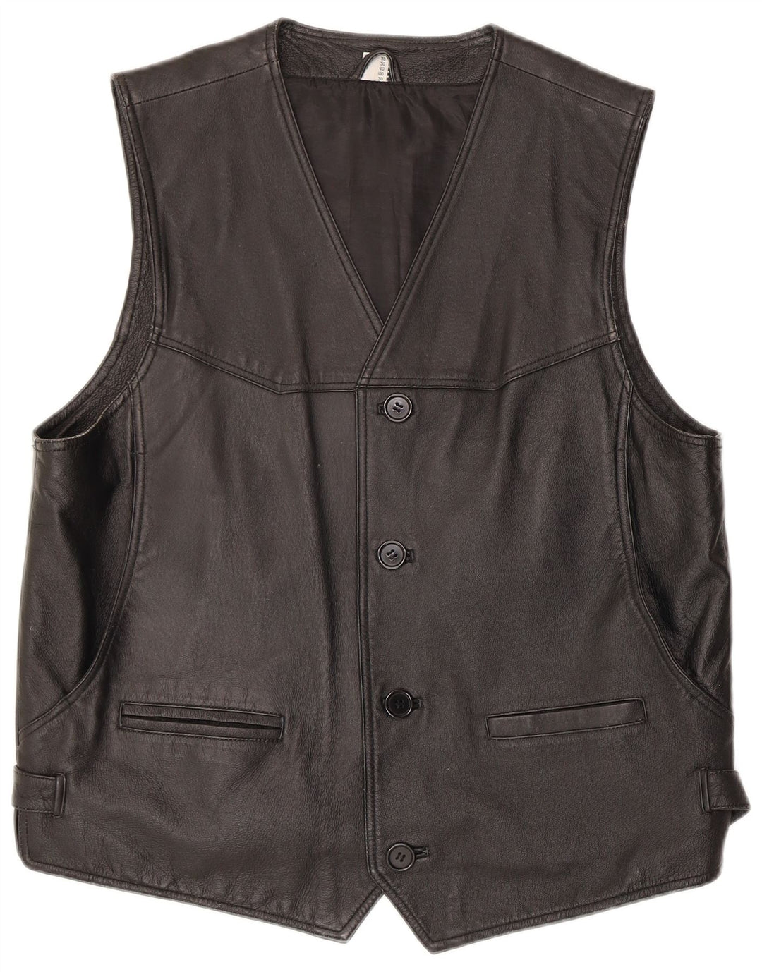 Gilet in pelle da uomo vintage in pelle nera media