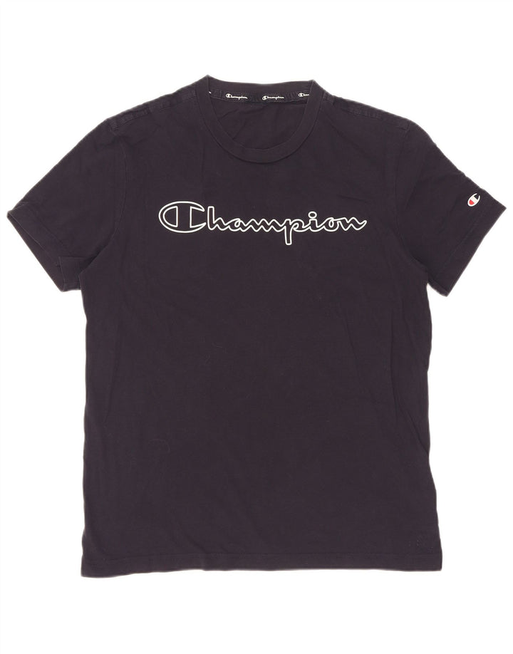 T-shirt grafica da uomo Champion Top in cotone blu navy medio