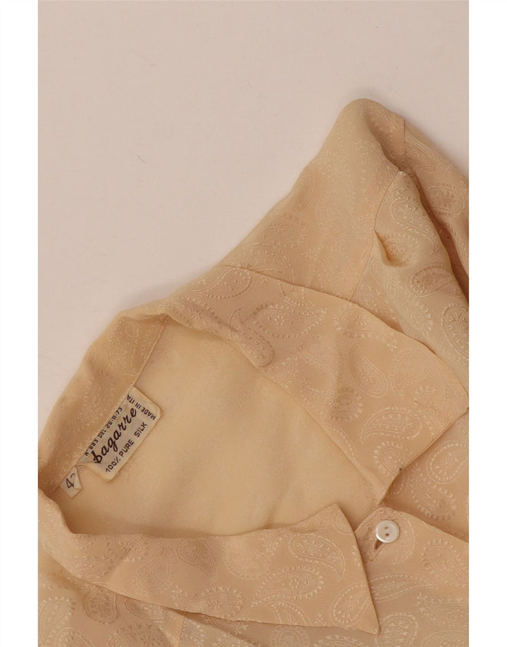 Camicetta Camicia Vintage da Donna IT 42 Seta Beige Medio