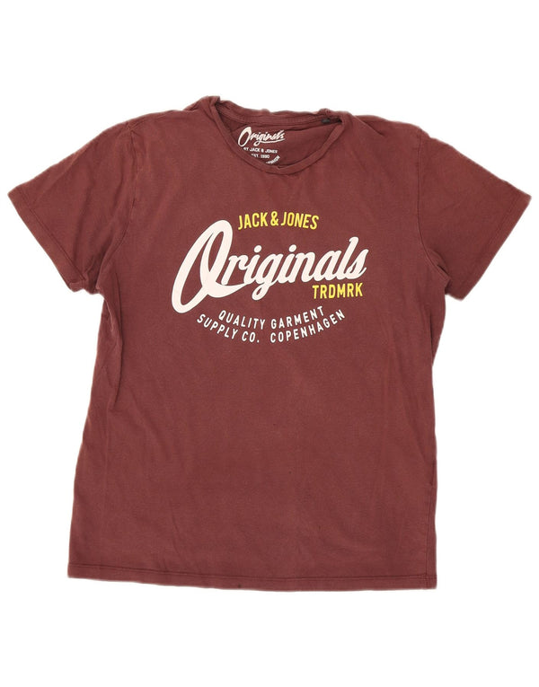 T-shirt grafica da uomo Jack & Jones Top in cotone bordeaux medio