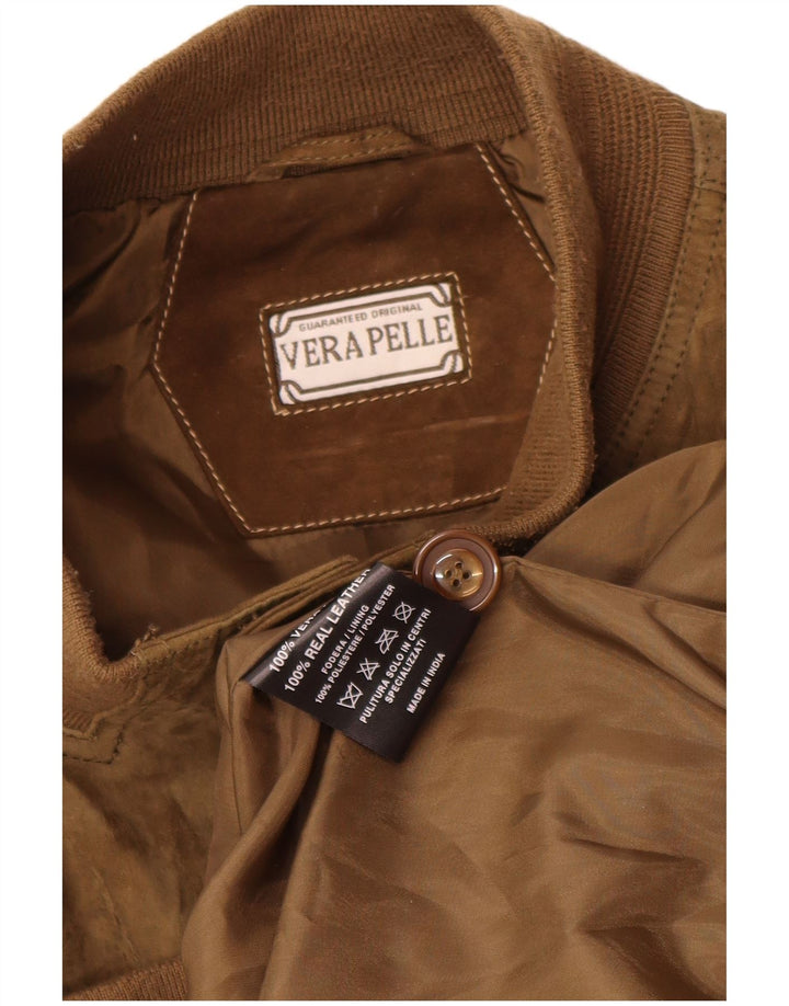 Giacca vintage in pelle scamosciata da uomo UK 42 XL in pelle kaki