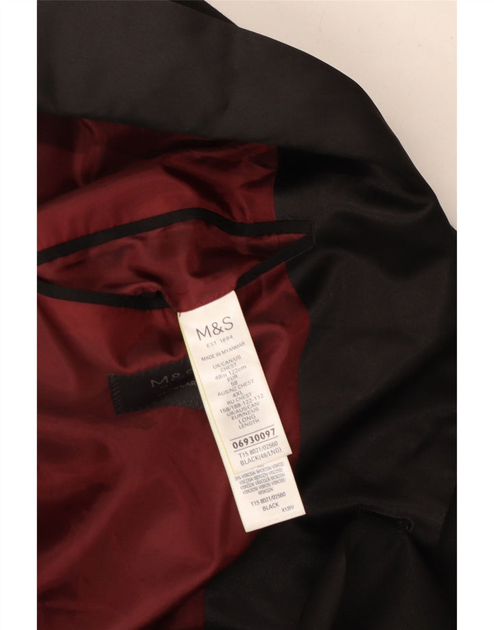Giacca blazer da uomo Marks & Spencer vestibilità regolare a 2 bottoni UK 48 2XL Nera