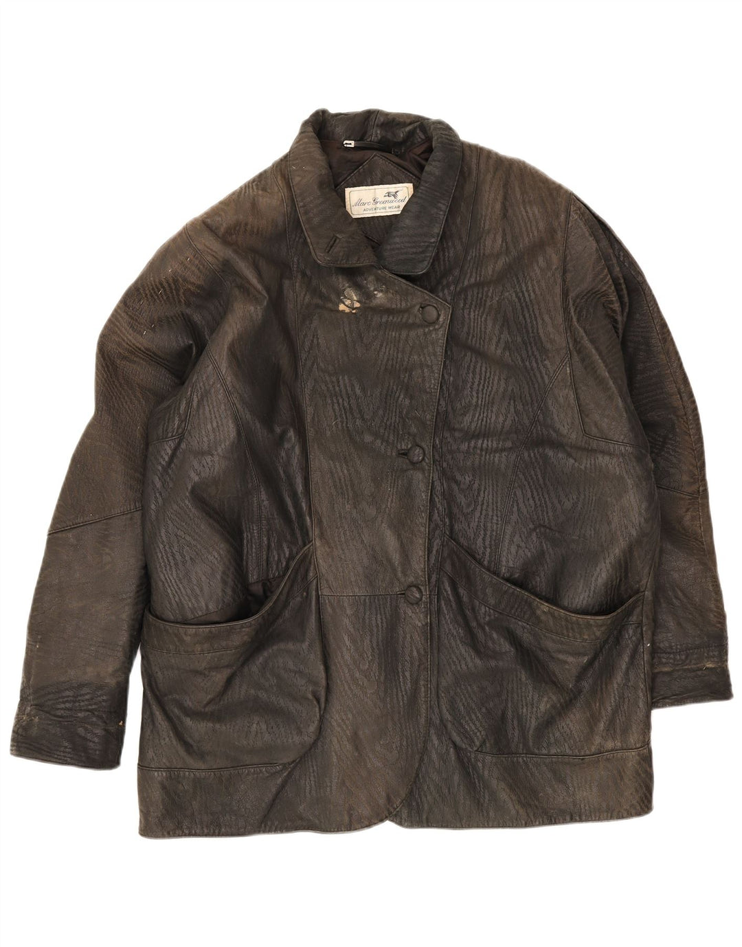 Giacca in pelle vintage da donna UK 18 XL nera