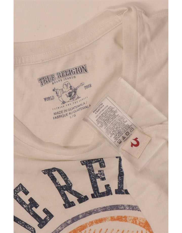 T-shirt grafica da uomo True Religion Top grande in cotone bianco