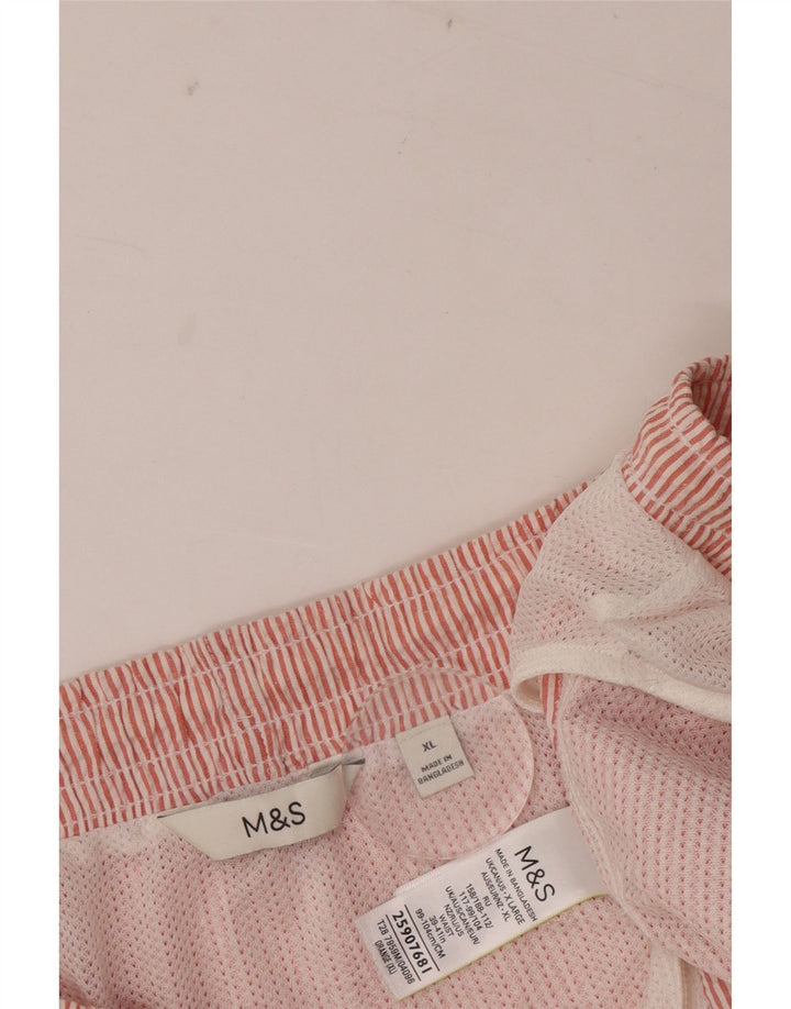 MARKS & SPENCER Pantaloncini da bagno da uomo XL Rosso gessato in cotone