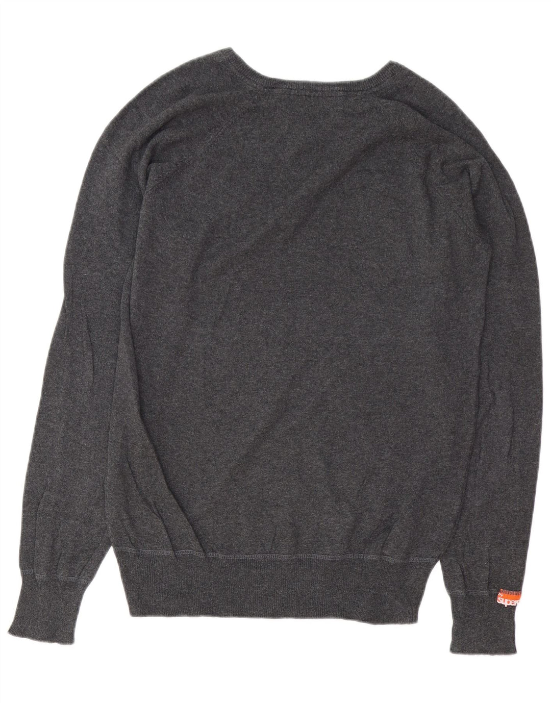 Maglione da donna con scollo a V SUPERDRY UK 16 grande cotone grigio
