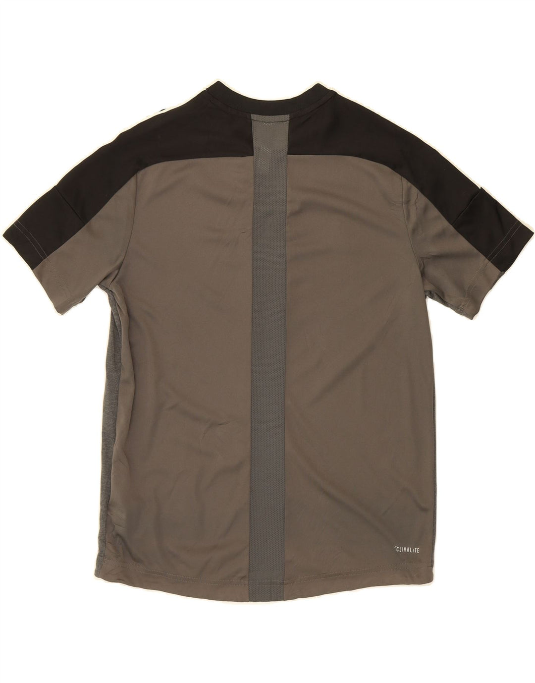 ADIDAS Boys Climalite T-Shirt Top 13-14 Years Grey Colourblock Polyester Vintage Adidas and Second-Hand Adidas from Messina Hembry 