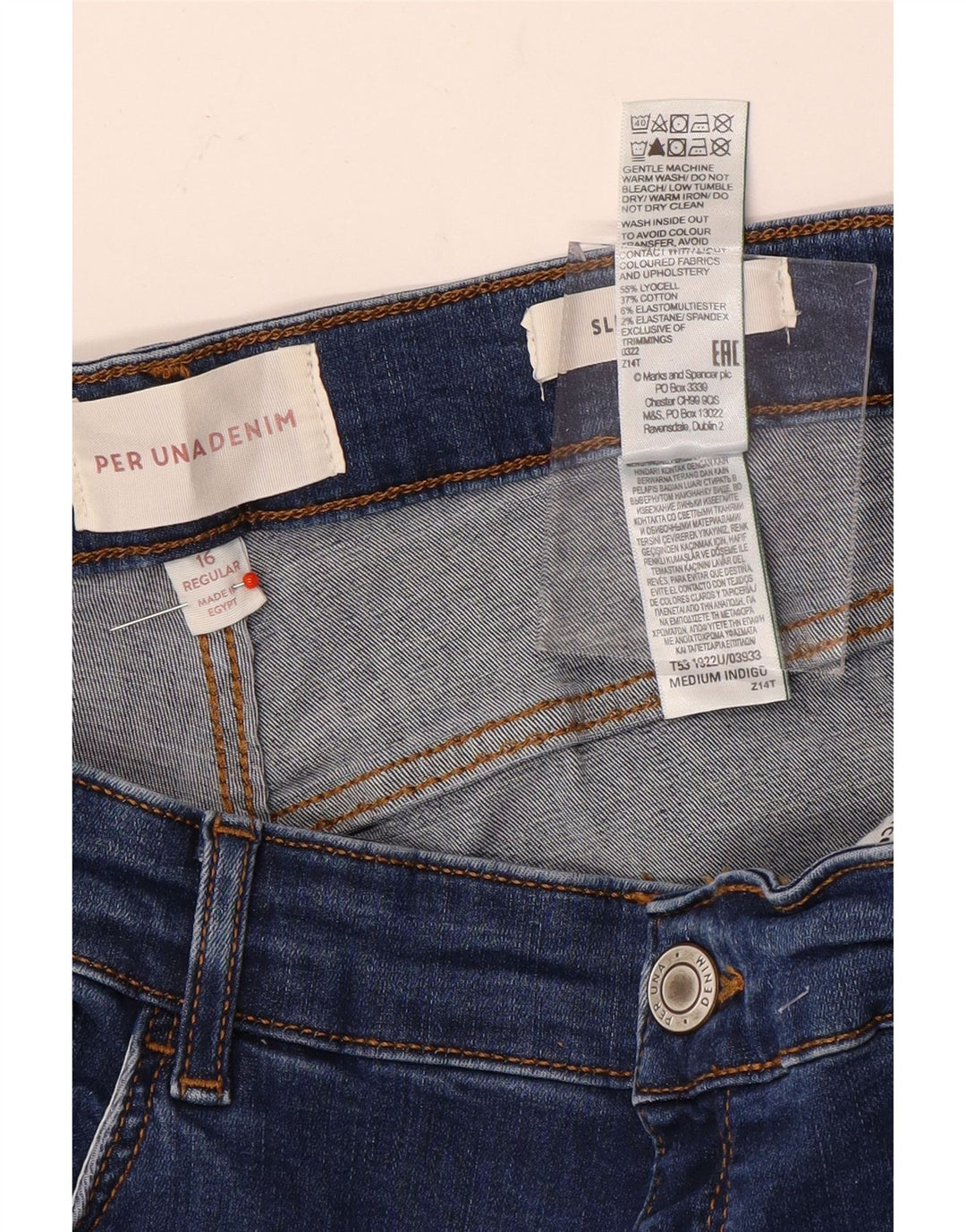Jeans svasati slim crop da donna Marks & Spencer UK 16 Large W32 L25 Blu