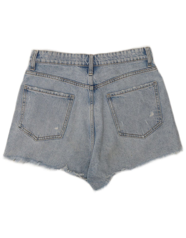 Pantaloni caldi a vita alta in denim da donna Zara EU 38 piccoli W28 cotone blu
