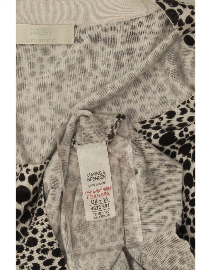 MARKS & SPENCER Womens Long Sleeve Jumper Dress UK 14 Medium Black Spotted Vintage Marks & Spencer and Second-Hand Marks & Spencer from Messina Hembry 