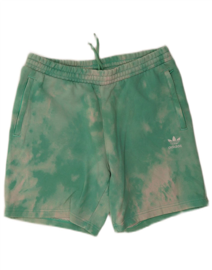 Pantaloncini sportivi da uomo Adidas in cotone tie-dye verde medio