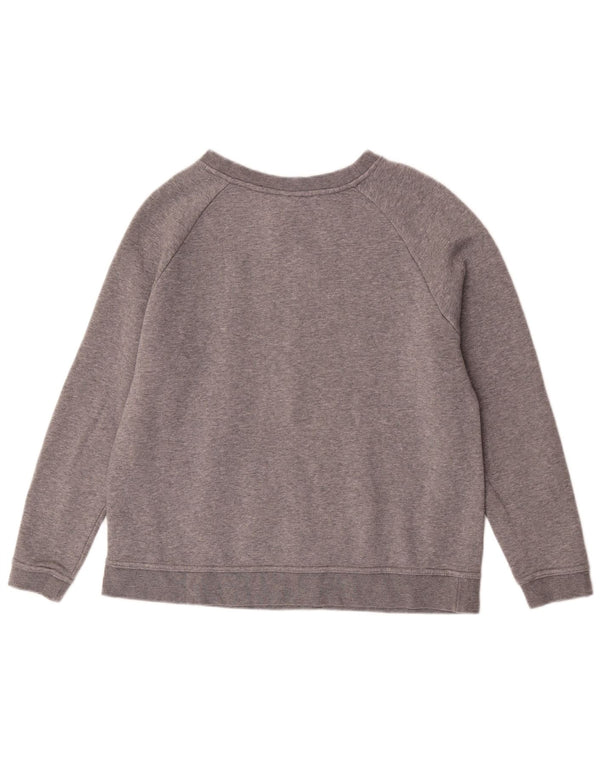 Felpa con grafica Nike da donna, maglione UK 14, cotone chiazzato grigio medio