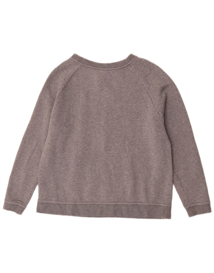 Felpa con grafica Nike da donna, maglione UK 14, cotone chiazzato grigio medio