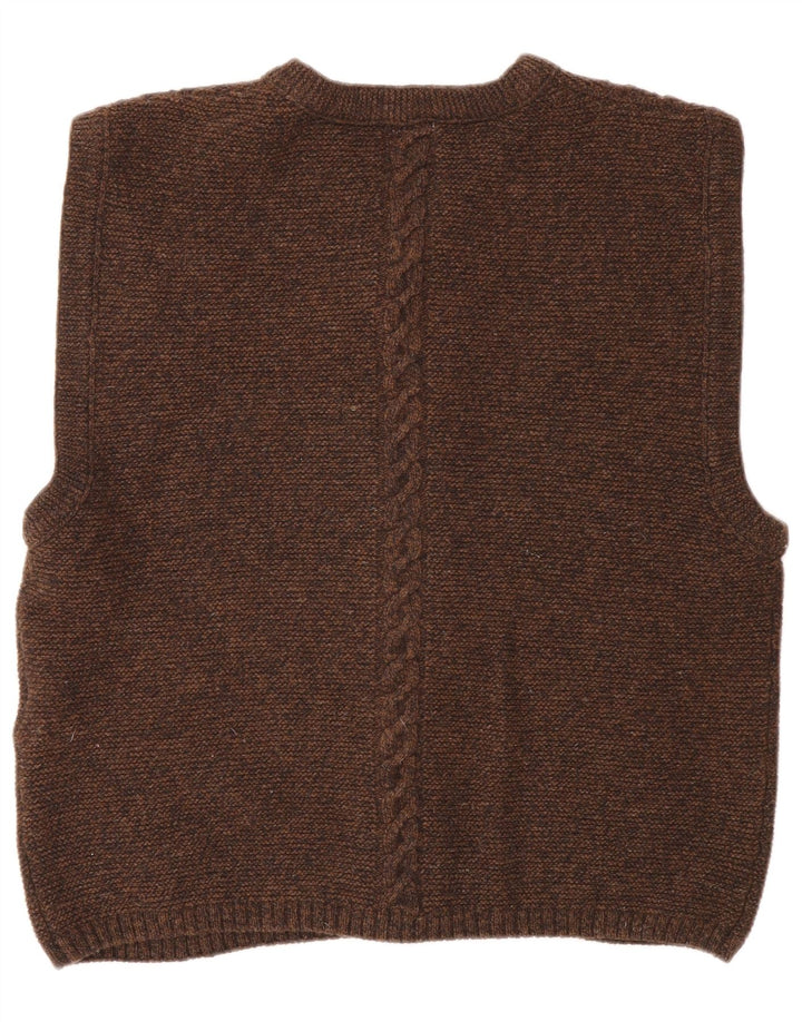 Maglione cardigan senza maniche da uomo Hochland in lana marrone medio