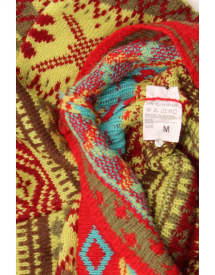 Maglione maglione girocollo da donna vintage UK 14 medio multicolore