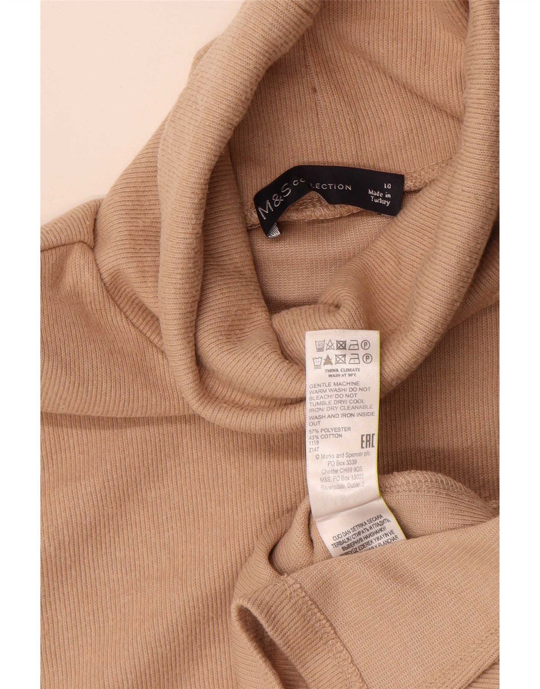 Canotta Marks & Spencer da donna con collo alto UK 10 Small Beige Poliestere