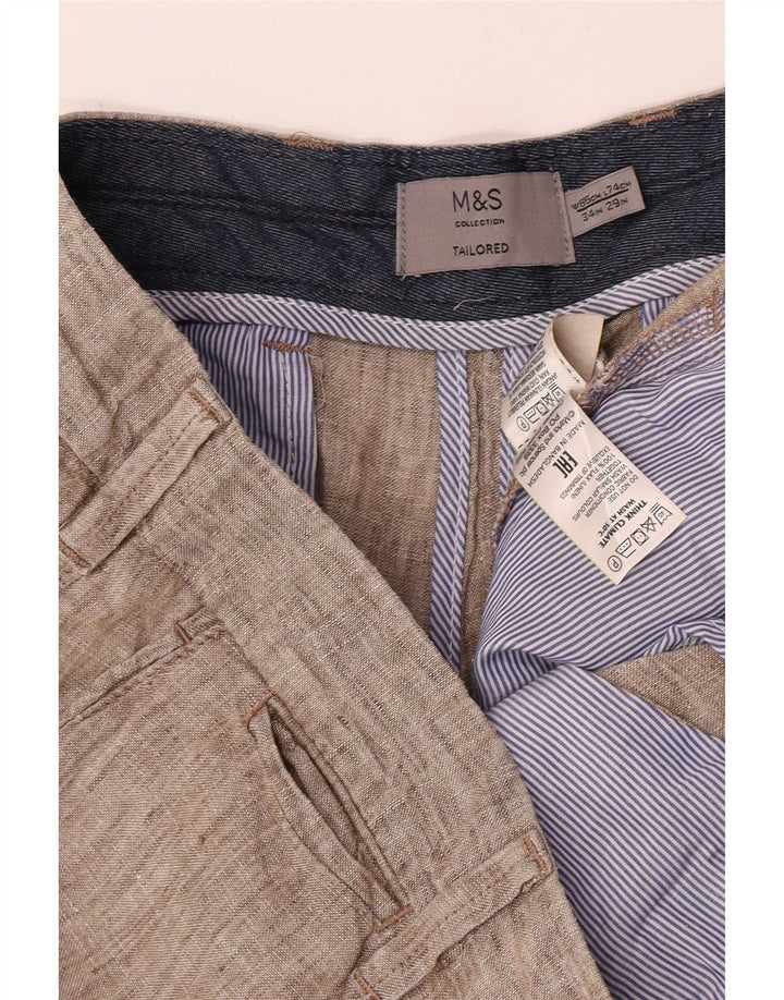 Pantaloni chino sartoriali da uomo Marks & Spencer W34 L29 Lino beige