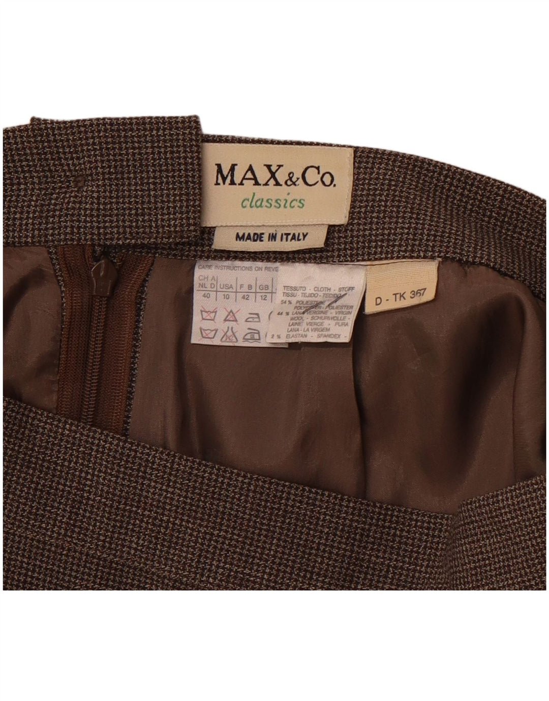 MAX & CO. Womens Classic Straight Skirt UK 12 Medium W30  Brown