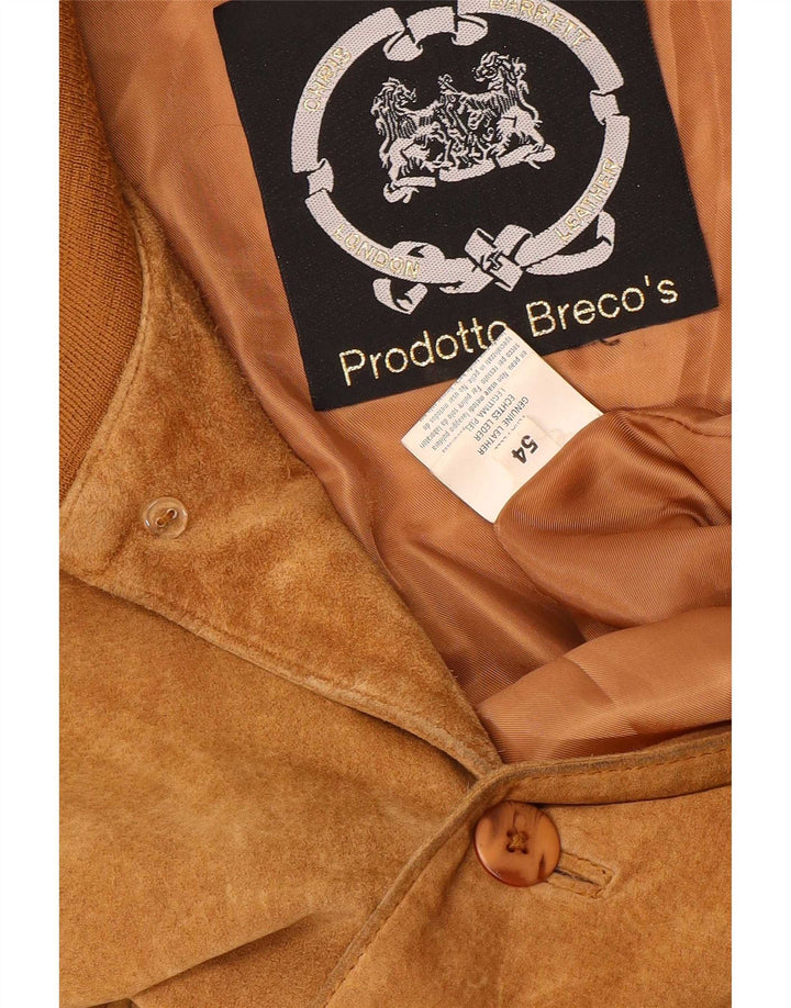 Giubbotto bomber vintage in pelle scamosciata da uomo IT 54 2XL in pelle marrone