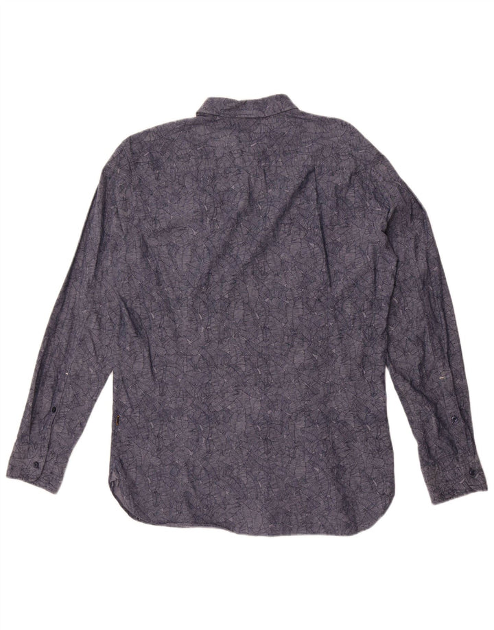 Camicia da uomo Hugo Boss Large in cotone floreale blu navy