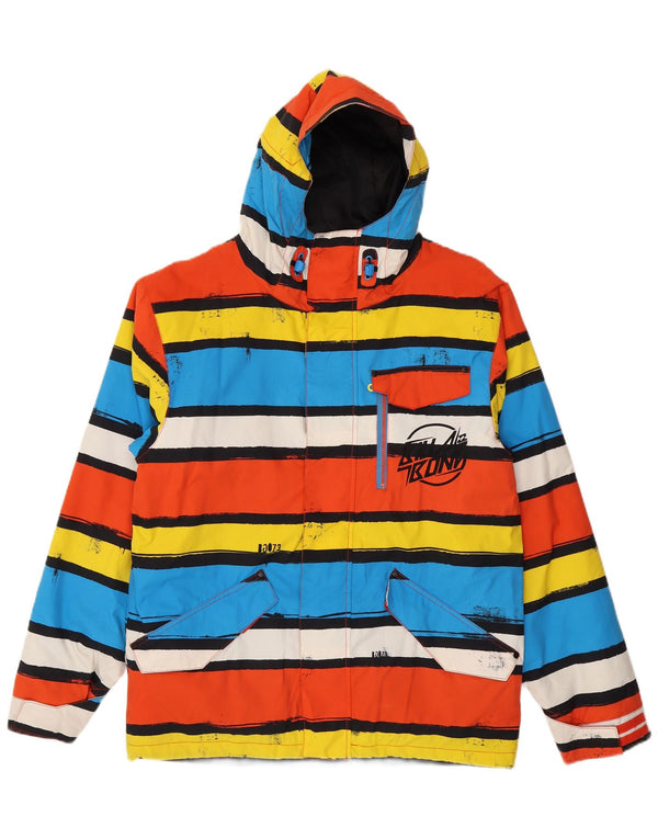 Giacca a vento con cappuccio da uomo Billabong UK 38 a righe multicolori medie