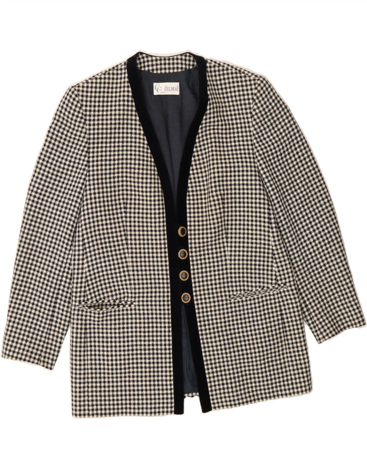 DELMOD Womens 4 Button Blazer Jacket EU 40 Medium Black Houndstooth Vintage Delmod and Second-Hand Delmod from Messina Hembry 