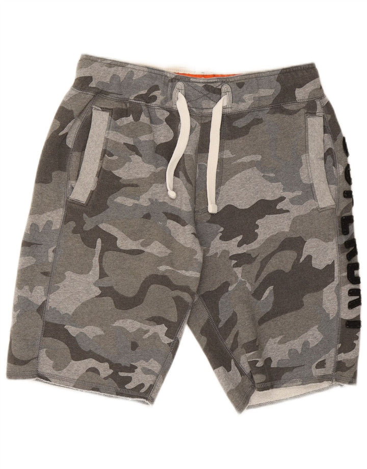 Pantaloncini sportivi grafici da uomo Superdry in cotone mimetico grigio medio