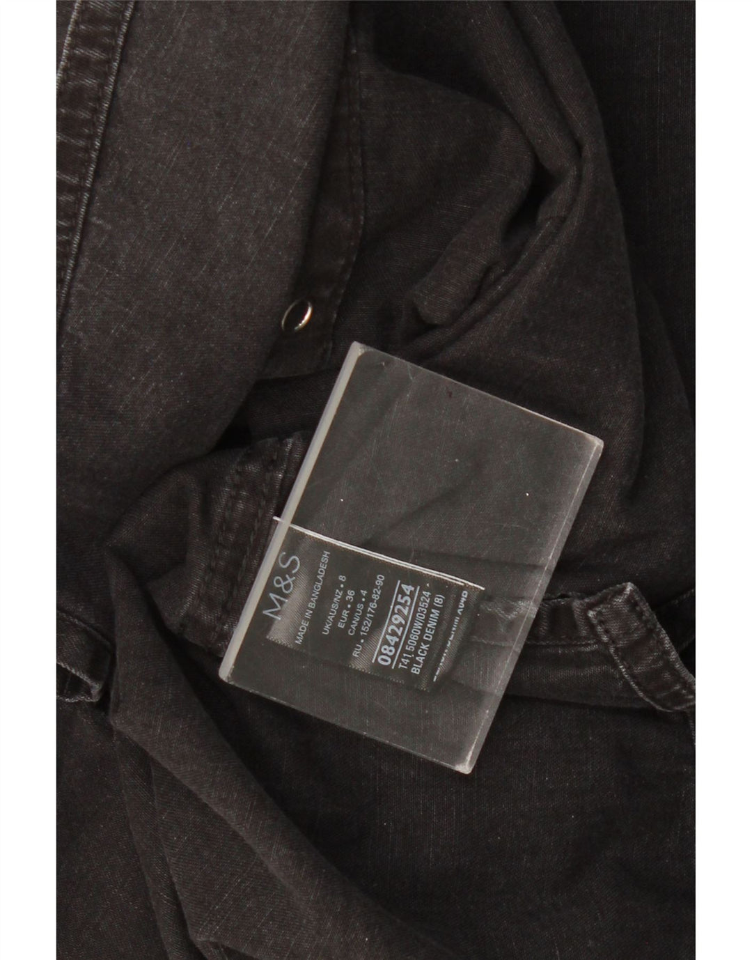 MARKS & SPENCER Camicia di jeans da donna UK 8 piccola in cotone nero