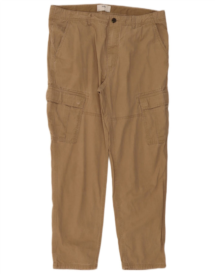 Pantaloni cargo regolari da uomo Marks & Spencer W38 L31 cotone marrone