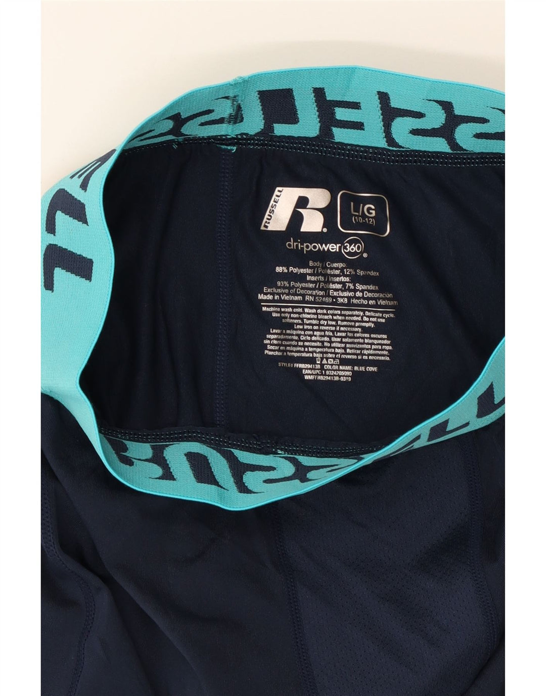RUSSELL ATHLETIC Boys Graphic Leggings 10-11 Years Large Navy Blue Vintage Russell Athletic and Second-Hand Russell Athletic from Messina Hembry 
