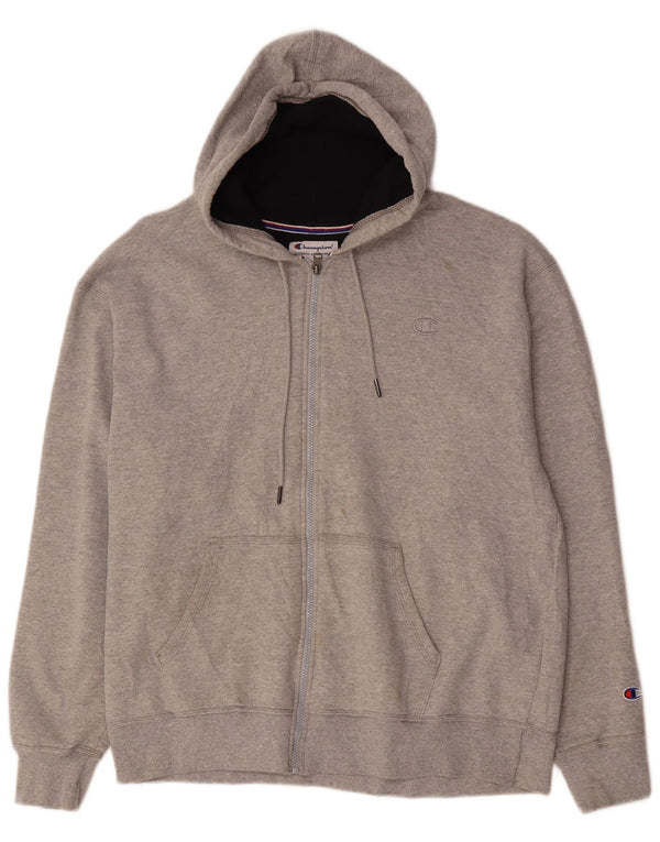 Maglione con cappuccio e zip da uomo Champion XL in cotone chiazzato grigio