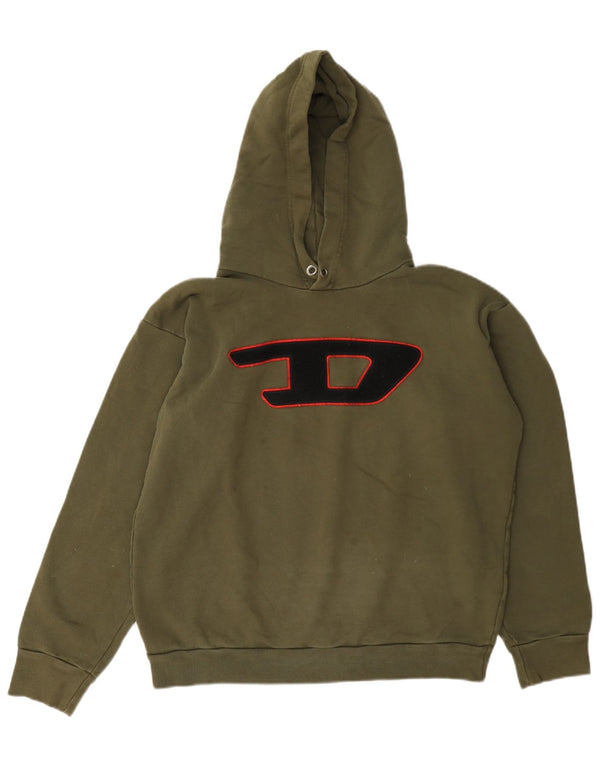 Diesel Felpa con cappuccio grafica per ragazzi 13-14 anni in cotone kaki