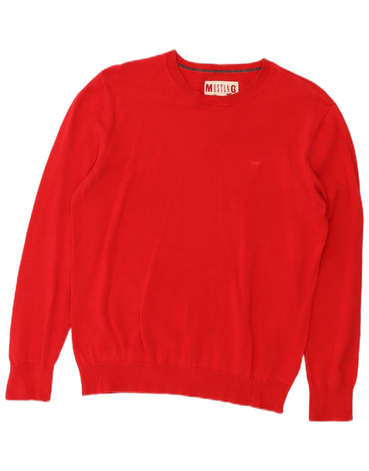 Maglione maglione girocollo da uomo Mustang in cotone rosso medio