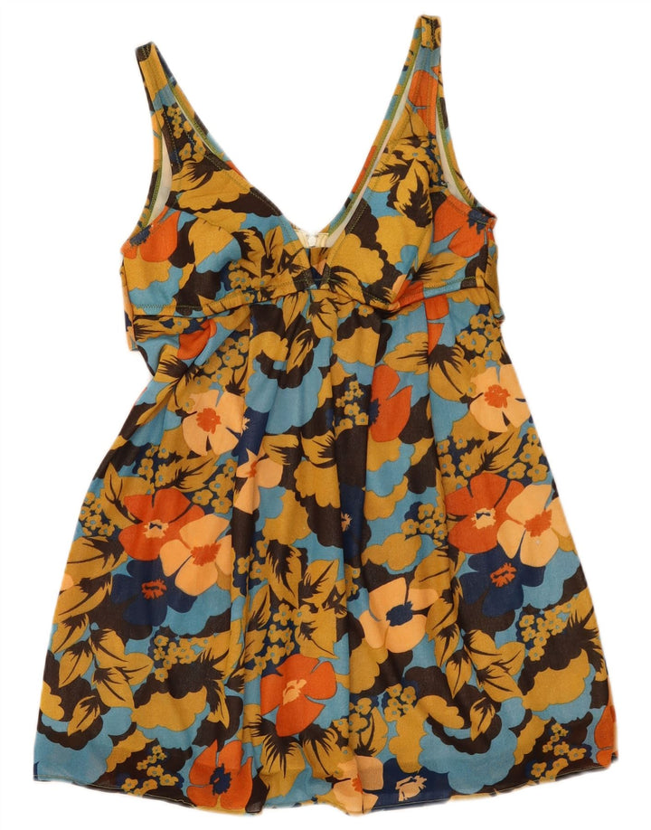 Prendisole vintage da donna UK 10 piccolo floreale multicolore