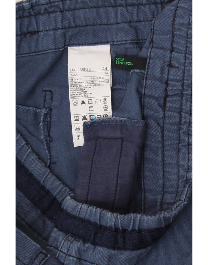 Minigonna Donna Benetton IT 44 Media W34 Blu Navy Cotone