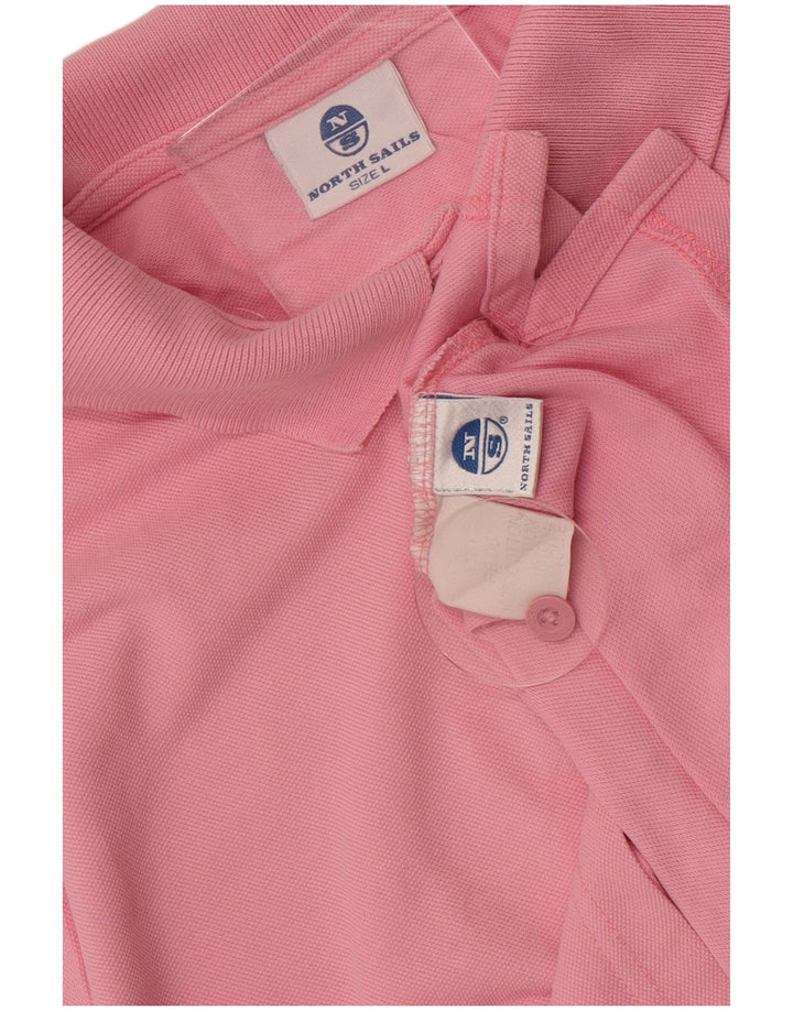 Polo da uomo a maniche lunghe North Sails Large in cotone rosa