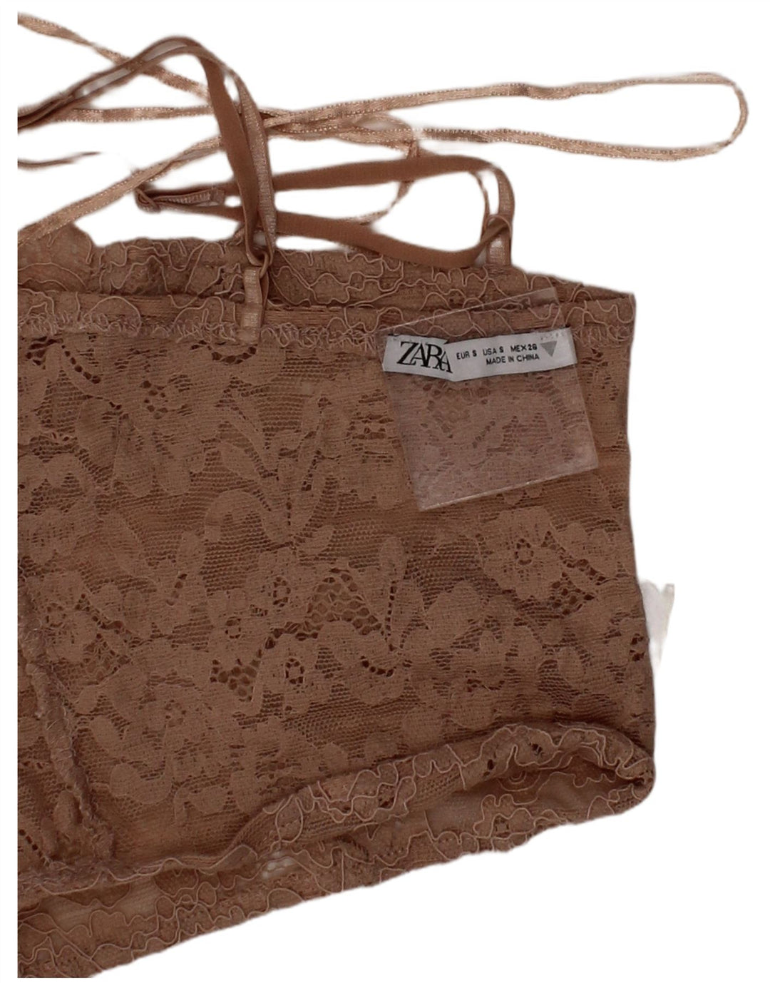 Top corsetto in pizzo da donna Zara piccolo poliestere floreale beige