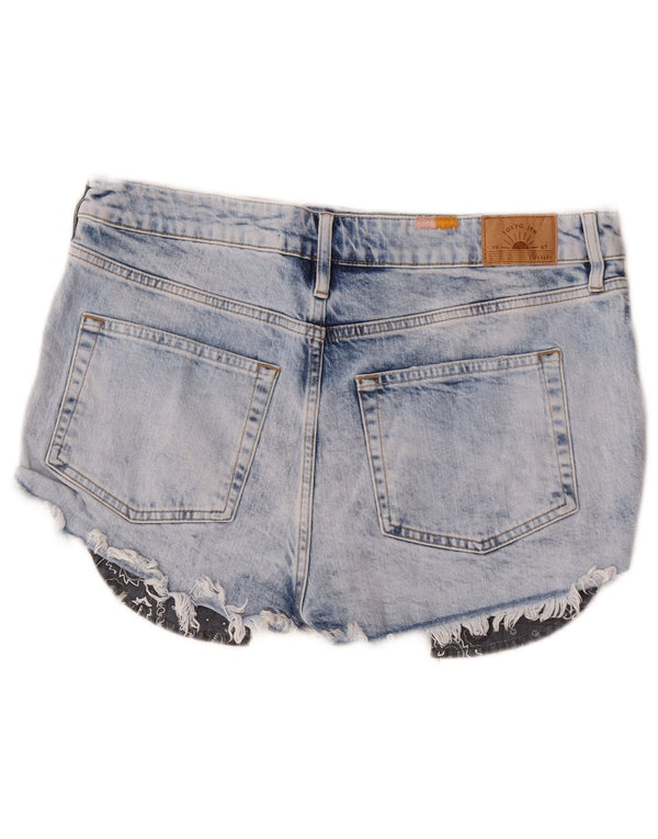 Pantaloni caldi da donna in denim invecchiato Superdry W32 grande cotone blu